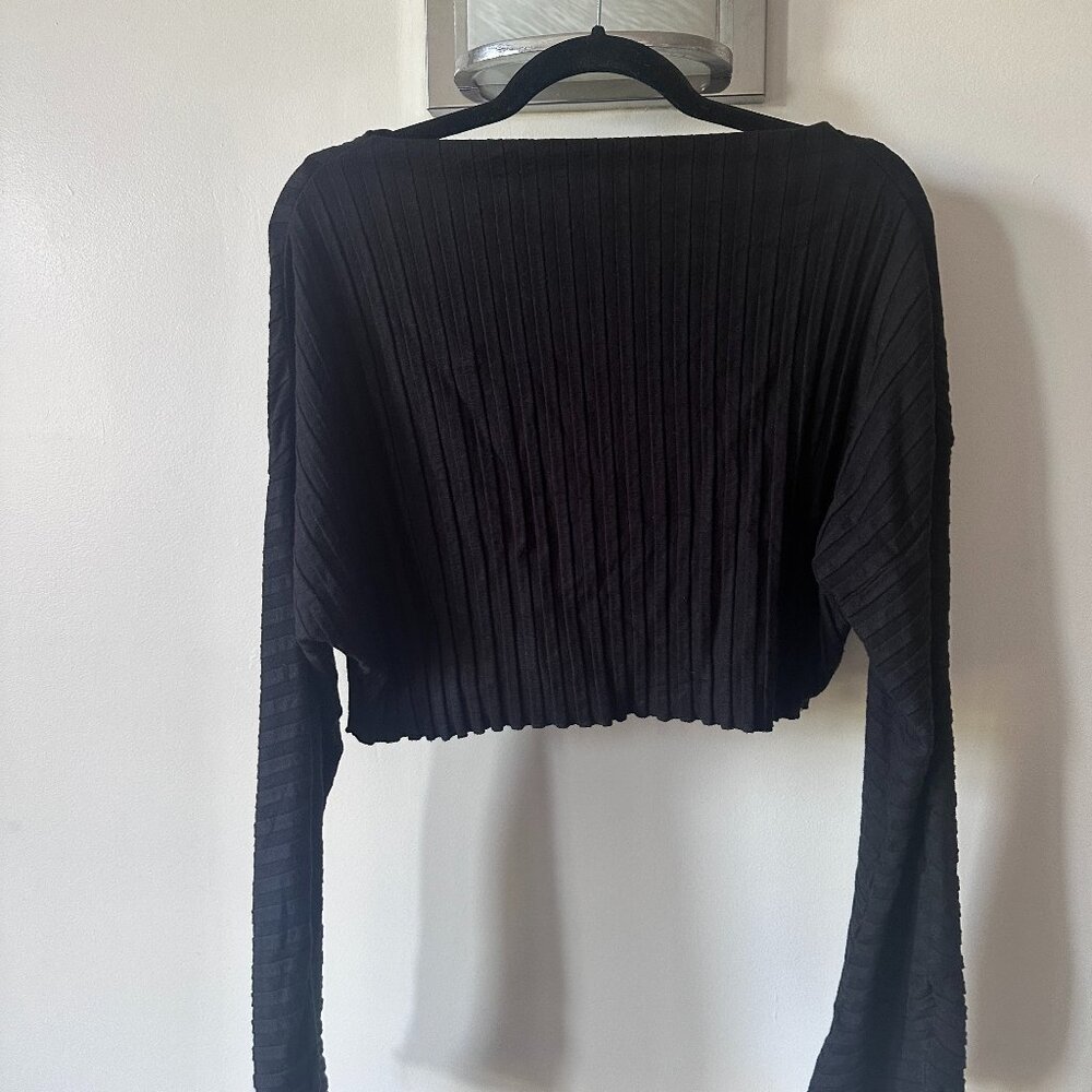 Simon Miller Rib black long sleeved crop top